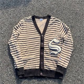 チャンピオン(Champion)のused champion ボーダーカーディガン　刺繍ワッペン(カーディガン)