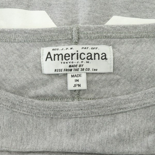 AMERICANA(アメリカーナ)のアメリカーナ 7分袖バックロゴTシャツカットソー ボートネック プリント グレー レディースのトップス(その他)の商品写真