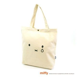 ミッフィー(miffy)のミッフィー トート 帆布 ハピタス コラボ 背面ポケット☆正規品 /泣き顔(トートバッグ)