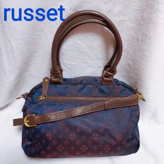 ラシット(Russet)の美品☆ラシット russet総柄ナイロンショルダーバッグ 2way ネイビー(ショルダーバッグ)