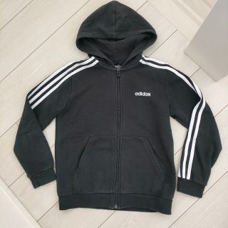 アディダス(adidas)のadidas パーカー　フード　黒　ライン(ジャケット/上着)