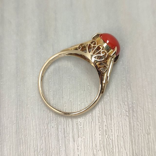 K18 赤珊瑚 指輪 リング 18金 レディースのアクセサリー(リング(指輪))の商品写真
