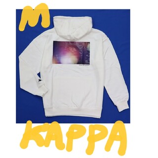 カッパ(Kappa)のKappaバックグラフィックプリントオーバーサイズパーカー/白/M 未使用(パーカー)