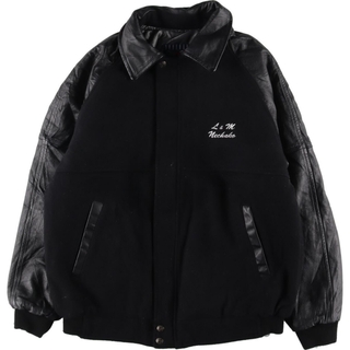 PEM BRAND バーシティジャケット オールブラック 袖革ウールスタジャン アワードジャケット カナダ製 メンズL /eaa299233