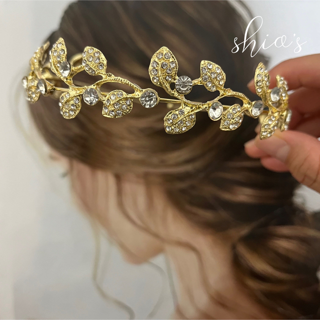 アンティーク調小枝リーフ ヘッドドレス<ゴールド> ヘアアクセサリー
