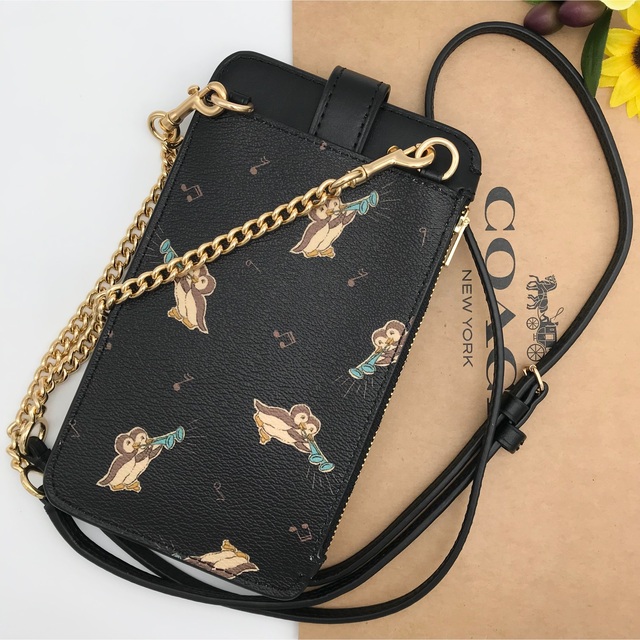 柔らかい COACH コーチ スマホケースショルダーバッグ財布 ブラック
