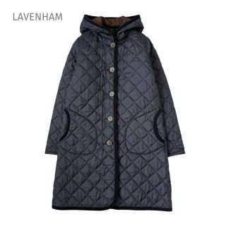 ラベンハム(LAVENHAM)のLAVENHAM ラベンハム キルティングコート フード キルト ネイビー M(ロングコート)