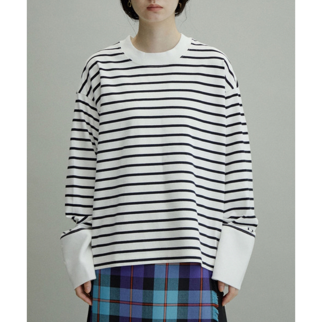 Adam et Rope'(アダムエロぺ)のADAM ET ROPE' FEMME ボーダーカフスロンTEE レディースのトップス(カットソー(長袖/七分))の商品写真