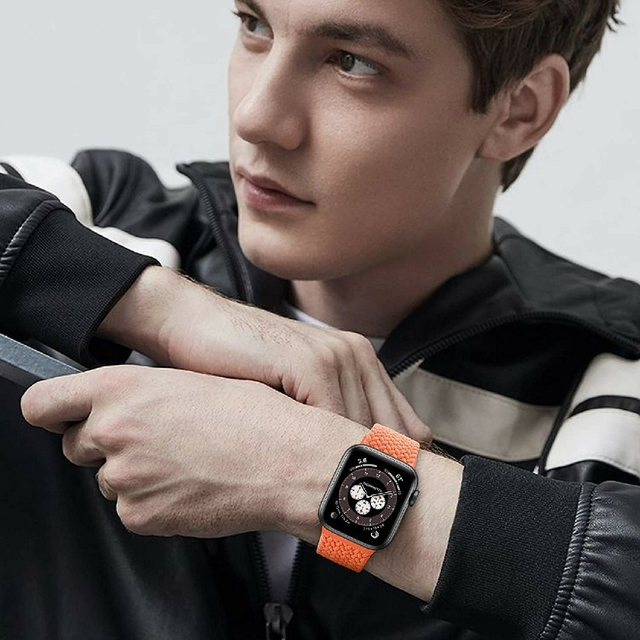 Apple Watch バンド 編組 オレンジ レディースのファッション小物(腕時計)の商品写真