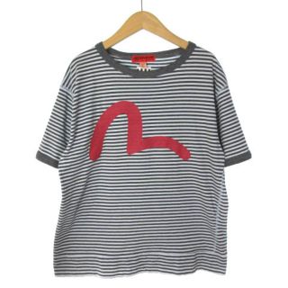 エビス(EVISU)のエヴィス ヤマネ カモメ プリント Tシャツ 半袖 ボーダー グレー 40(Tシャツ/カットソー(半袖/袖なし))