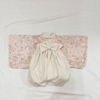 ベビー袴 ハンドメイド 80〜100 百日祝い 袴ロンパース きなりの