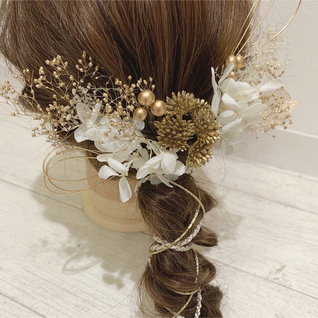 no.82 結婚式　ブライダル　ウエディング　成人式　髪飾り　花　ドライフラワー 2