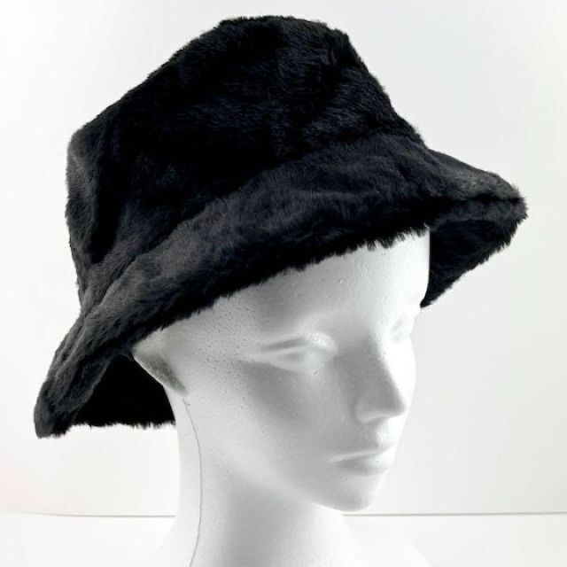 帽子 バケットハット ファー トレンド かわいい ユニセックス ブラック レディースの帽子(その他)の商品写真