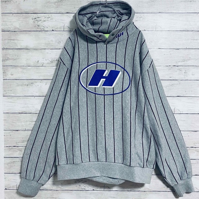HUF - 【希少デザイン】HUF ハフ パーカー XL 刺繍ロゴ ストライプ