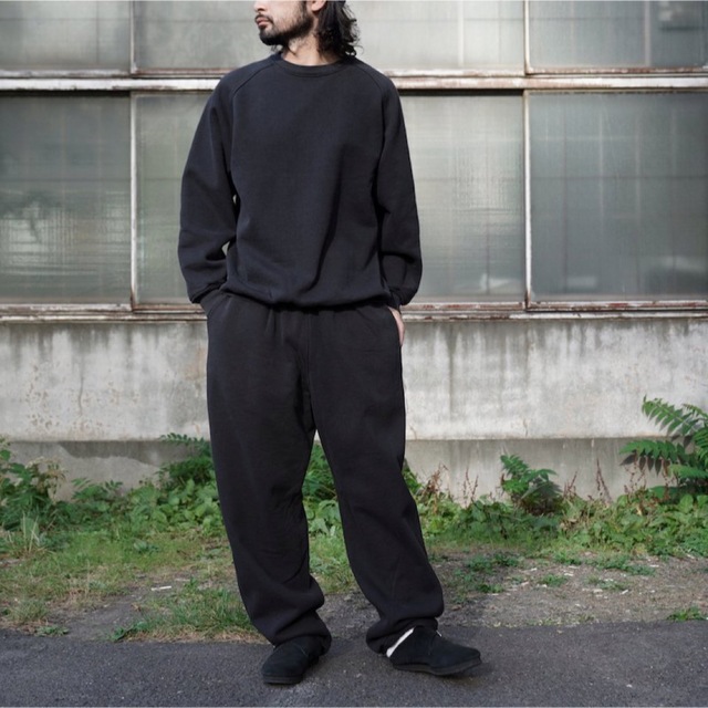 COMOLI 22aw コットン吊裏毛パンツ fade black | hartwellspremium.com