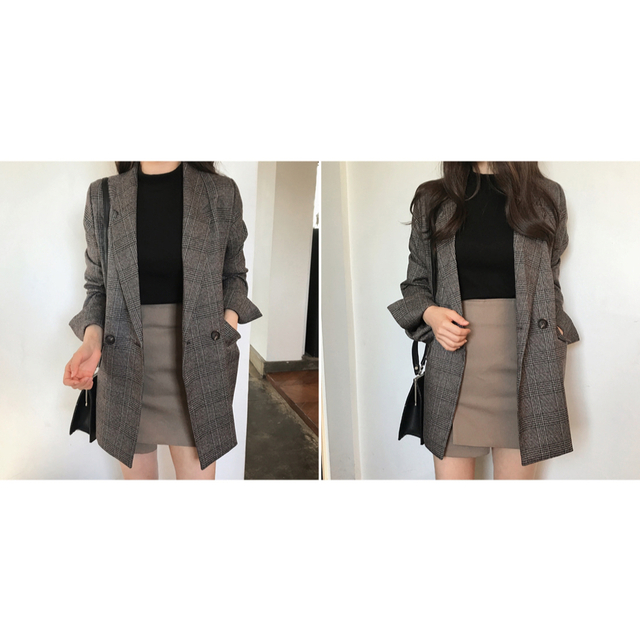 グレンチェック ジャケット ロング丈 レディース アウター トップス レディース | corbal.com.ec