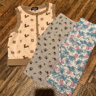 ユニクロ(UNIQLO)のbaiya ベスト ズボン スパッツ 花柄 動物 まとめ売り 90 ユニクロ(パンツ/スパッツ)