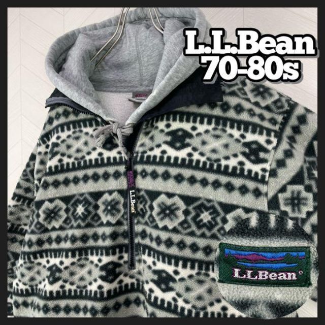 L.L.Bean(エルエルビーン)の入手困難70-80s エルエルビーン ハーフジップ フリース 総柄 プルオーバー メンズのジャケット/アウター(その他)の商品写真