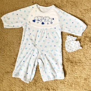 ベビー服　新生児用　ミトン付き(カバーオール)
