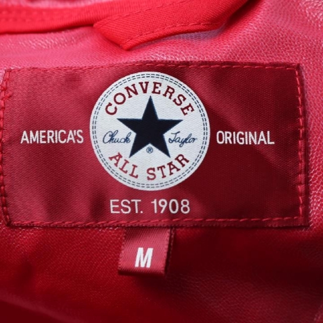 CONVERSE(コンバース)のコンバース ジップアップブルゾン フード付き 胸ロゴ 無地 ジャケット アウター レディース Mサイズ レッド CONVERSE レディースのジャケット/アウター(ブルゾン)の商品写真