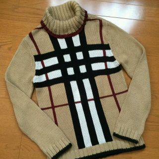 バーバリー(BURBERRY)の美品 BURBERRY BLACK LABEL 長袖タートルネック厚手ニット 2(ニット/セーター)