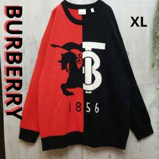 バーバリー(BURBERRY)の美品☆カシミヤ100%☆XL☆BURBERRY　バイカラーニットセーター赤黒白(ニット/セーター)