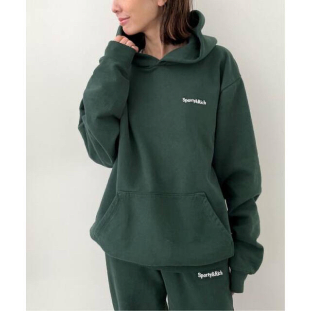 SPORTY&RICH SERIF LOGO HOODIE パーカートップス