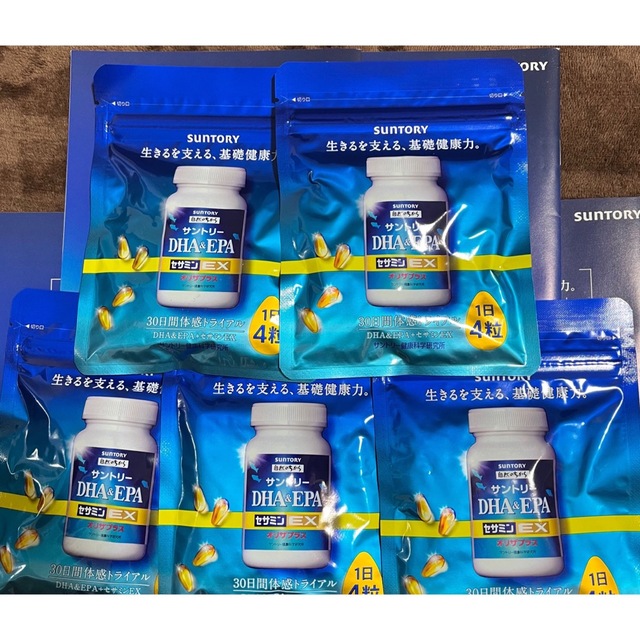 新品】5個セット サントリー・DHA&EPA+セサミンEX・オリザプラス ...