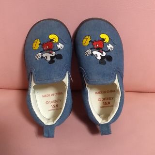 ディズニー(Disney)のベビー用靴👞(ミッキー柄15㎝)(スニーカー)