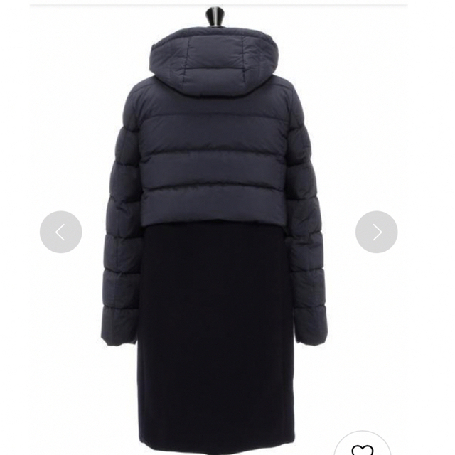 今夜だけ!♪美品ヘルノ ウールコンビダウンコート 40 ネイビー herno