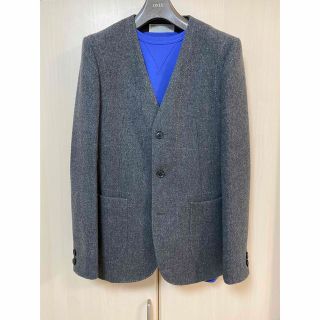 カラー(kolor)の【美品】カラー ノーカラージャケット ウール カシミヤ ステッチ メンズ(テーラードジャケット)