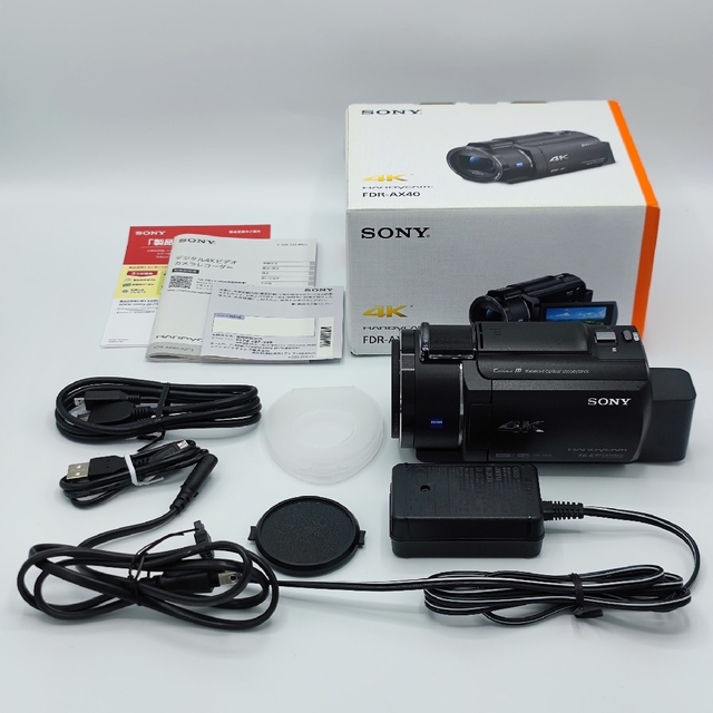 SONY(ソニー)の【専用出品】SONY ビデオカメラレコーダー FDR-AX40(B)おまけ付 スマホ/家電/カメラのカメラ(ビデオカメラ)の商品写真