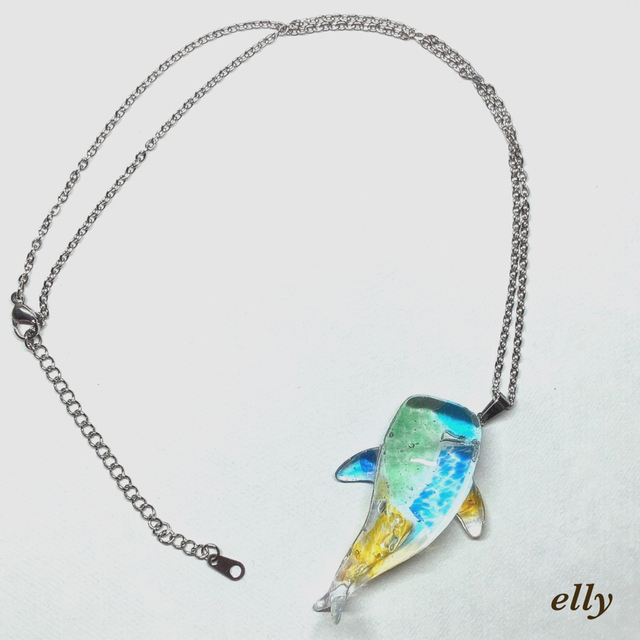 琉球ガラス ジンベイザメ レジン ネックレス サージカル 琉球ガラス ジンベイザメ レジン ネックレス サージカル
