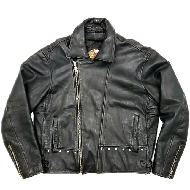 最初の ハーレーダビッドソン 90s 中綿 レザージャケット L オレンジ