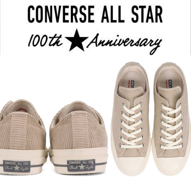 CONVERSE(コンバース)の28cm【CONVERSE 】100周年記念　コーデュロイ　ベージュ　コンバース メンズの靴/シューズ(スニーカー)の商品写真