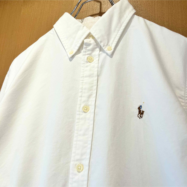 POLO RALPH LAUREN(ポロラルフローレン)の【Polo Ralph Lauren】長袖BDシャツ　L 無地　ホワイト レディースのトップス(シャツ/ブラウス(長袖/七分))の商品写真