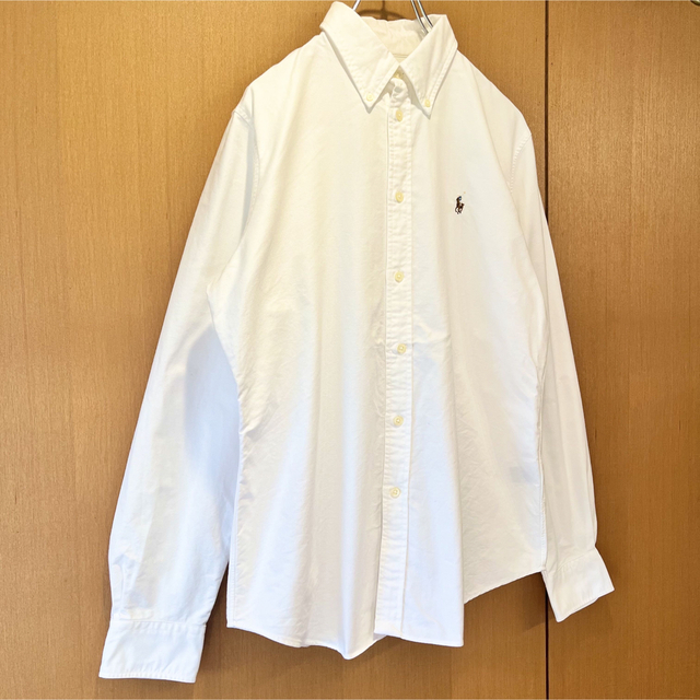 POLO RALPH LAUREN(ポロラルフローレン)の【Polo Ralph Lauren】長袖BDシャツ　L 無地　ホワイト レディースのトップス(シャツ/ブラウス(長袖/七分))の商品写真