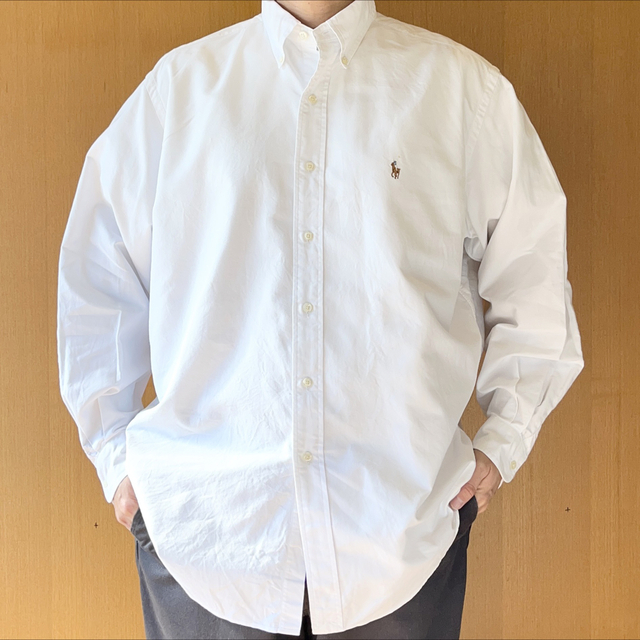 POLO RALPH LAUREN(ポロラルフローレン)の【Polo Ralph Lauren】長袖BDシャツ　2XL ホワイト　無地 メンズのトップス(シャツ)の商品写真