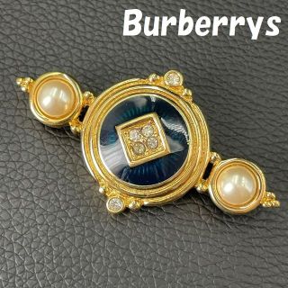 バーバリー(BURBERRY)のバーバリーズ ブローチ フェイクパール ラインストーン ヴィンテージ(ブローチ/コサージュ)