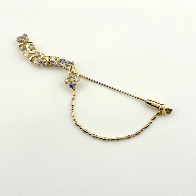日本製】 ジュネ 【中古】 YG ブローチ サファイア ブローチ+ 日本製】 ジュネ 【中古】 YG ブローチ サファイア ブローチ+