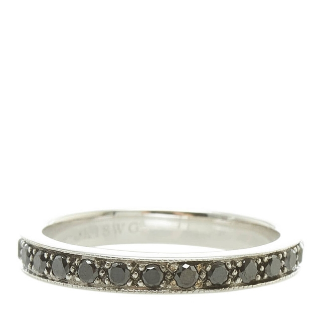 美品 K18WG ホワイトゴールド リング 指輪 ブラックダイヤ 0.50ct 【1-0081287】約27mmリング最大幅