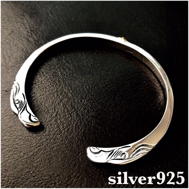silver925 金メタル付 顔ブレス バングル