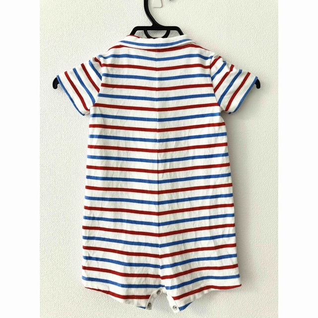 PETIT BATEAU(プチバトー)のマリニエール衿付きショートロンパース キッズ/ベビー/マタニティのベビー服(~85cm)(ロンパース)の商品写真