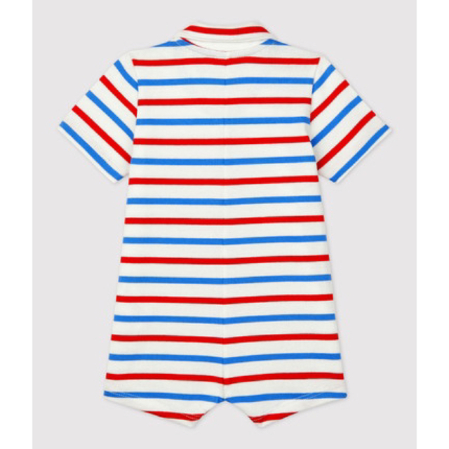 PETIT BATEAU(プチバトー)のマリニエール衿付きショートロンパース キッズ/ベビー/マタニティのベビー服(~85cm)(ロンパース)の商品写真