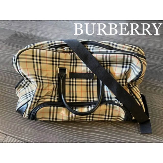 BURBERRY GOLF バーバリー ゴルフ ボストンバッグ ネイビー レザー