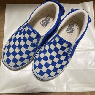 vansチェッカースリッポン 21㎝ ブルー(スリッポン)