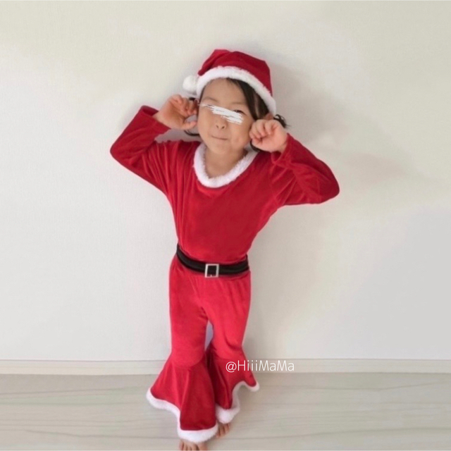 子ども クリスマス フレア セットアップ キッズ サンタさん コスプレ ふわふわ