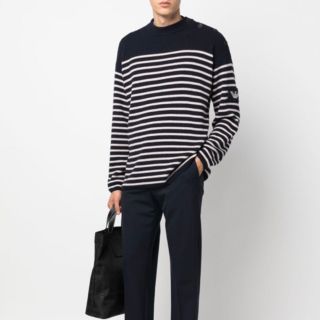 エンポリオアルマーニ(Emporio Armani)の2022年EMPORIO ARMARNI 白黒ボーダーニット S 新品未使用(ニット/セーター)