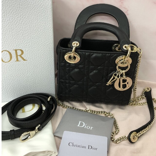 Christian Dior - DIORディオール ブラック ラムスキンミニバッグ