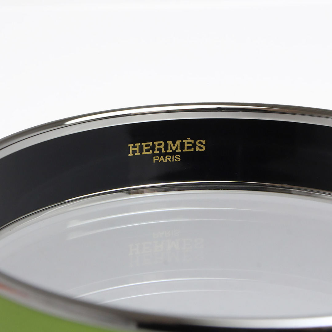 エルメス カレーシュ MM エナメル ブレスレット バングル グリーン 黄緑 箱付 HERMES（未使用　展示品）